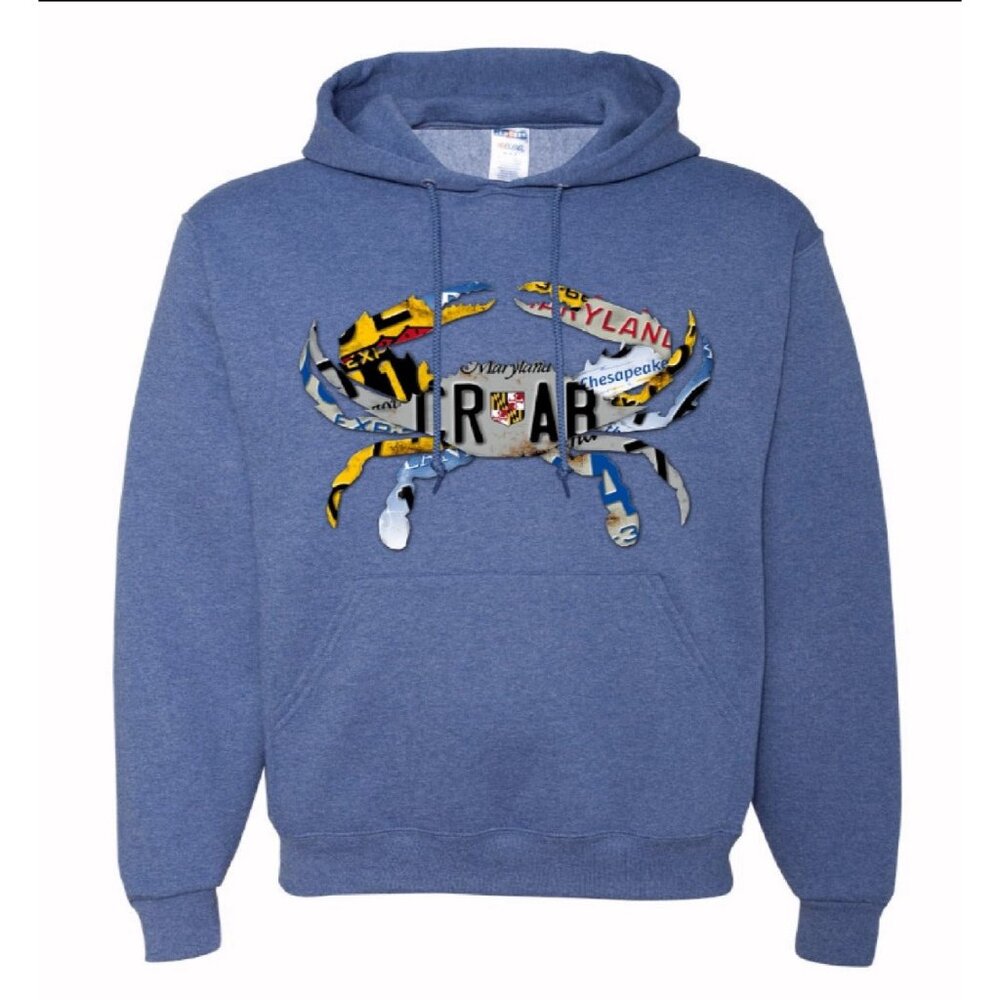 Maryland Crab License Plate Pullover Hoodie - NEW Fast Ship